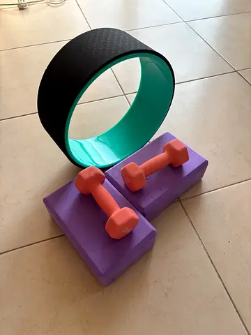 Yoga or Pilates or Sport Equipment Set - Wheel, Blocks, and Weights