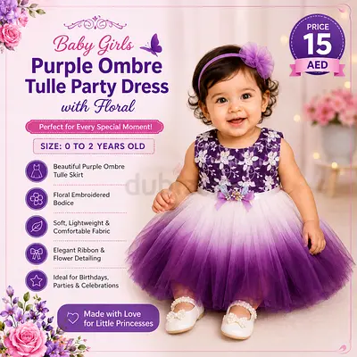 Purple Ombre Tulle Party Dress for Baby Girls (0-2 yrs)
