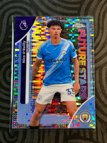 2025-26 Topps Chrome Premier League Nico O’Reilly Future Stars #130 – Prism Refractor