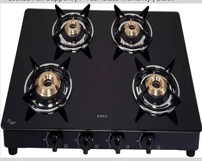 Elica 4-Burner Glass Top Gas Stove - Black