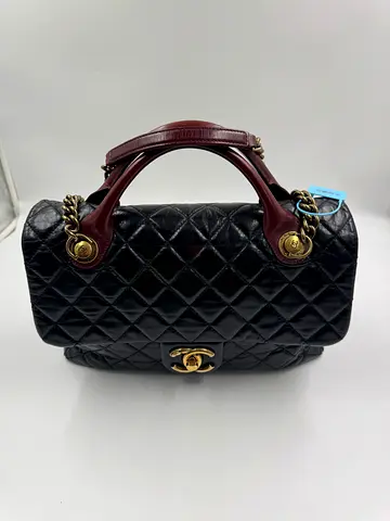 CHANEL CF top handle black with gold hardware large size