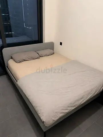 IKEA SLATTUM Bed Frame + VALEVÅG Mattress + Pillows, Queen 160x200 (selling together as bundle)