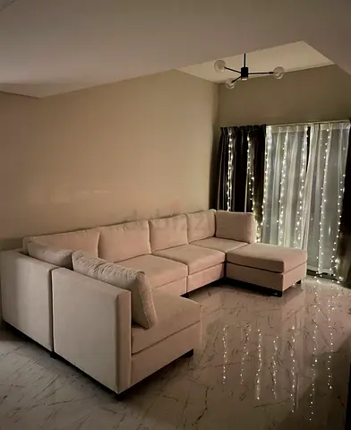 Sectional beige fabric sofa - good condition