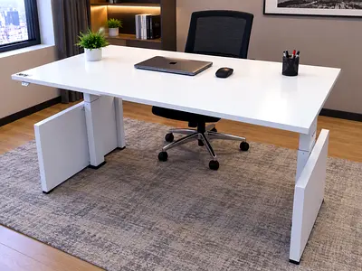 Hermen Miller Electric Height-Adjustable Executive Office Desk - White, Large