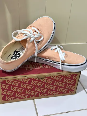 Bleached Apricot Vans Authentic Sneakers - Size 36, Gently Used