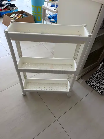 White 3-Tier Plastic Storage Rack / Kitchen Trolley - Good Condition