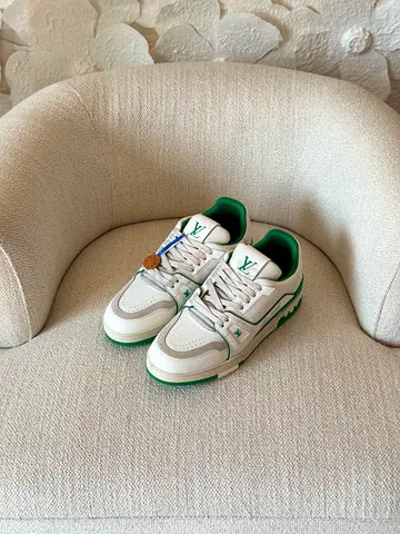 Louis Vuitton White and Green Designer Sneakers (Men's) - Size 36 to 46