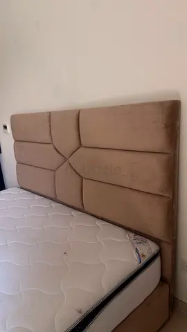 Beige Upholstered Superking Bed - Good Condition