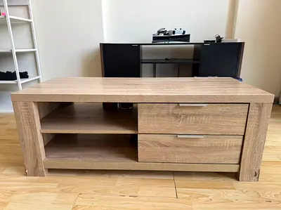 Wooden TV Cabinet / Coffee Table with Drawers - Light Oak