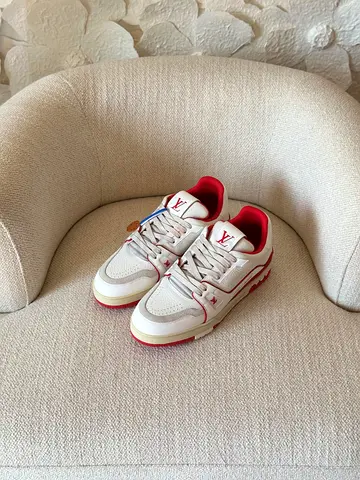 Louis Vuitton White & Red Louis Vuitton LV Trainer Sneakers - sizes 40 to 47