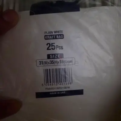 Pack of 25 Plain White Kraft Bags (31 x 35 x 18 cm)