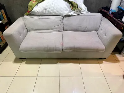 Light grey 2-seater sofa, comfortable compact design