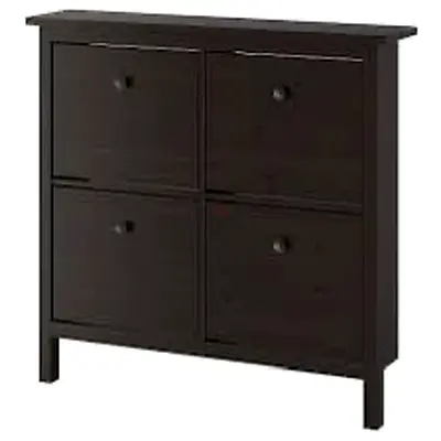 Compact 4-Drawer Shoe Cabinet / Storage Unit - Dark Wood Finish
