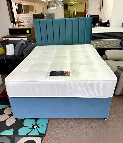 Brand New 160*200 Queen Size Fabric Bed With Panel Line Headboard Frame For Sale.