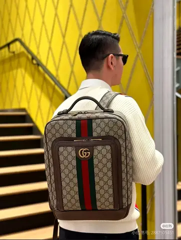 Gucci GG Supreme Canvas Backpack with Web Stripe