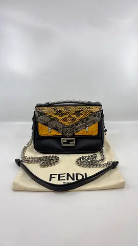 Fendi Multicolor Leather and Watersnake Leather Monster Micro Double Baguette Bag