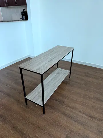 Simple wooden bench/side table with metal frame - very good condition