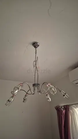 Modern chrome 5-arm ceiling light fixture with crystal accents