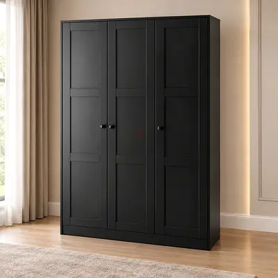 Modern Black 3-Door Wardrobe