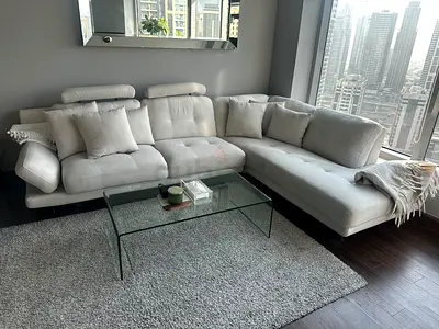 Elegant L-Shaped Sofa + Ottoman