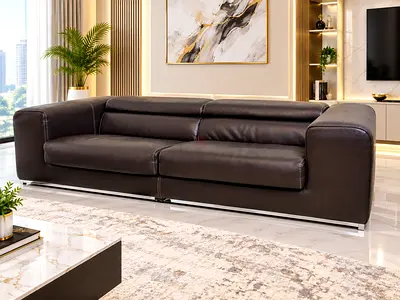 Roche Bobis 3 Seater Leather Couch'