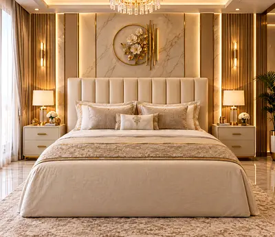 New Queen bed upholstered bed with storage bed - beige luxury Queen size bed