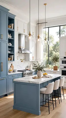 Kitchen Island with Marble Countertop