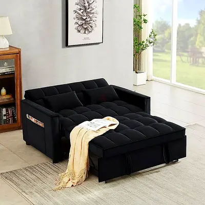 Black Convertible Sofa Bed - Fold-out