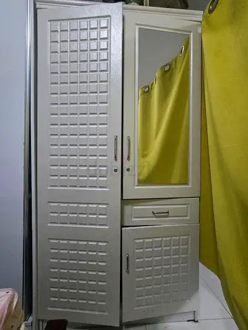 Used White Wardrobe with Mirror and Drawers - Good Condition