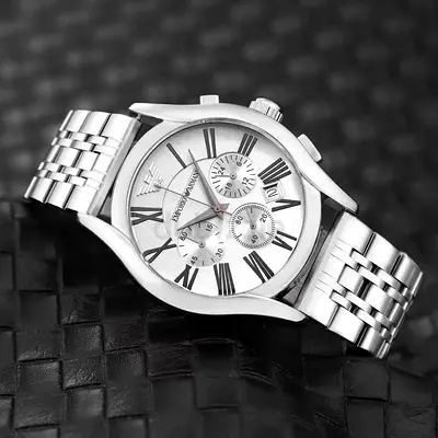 Men's Silver Chronograph Watch - Stainless Steel Bracelet