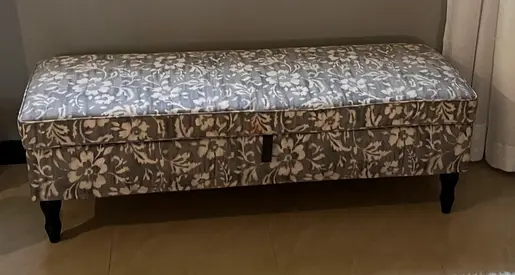 Upholstered Storage Bench / Ottoman with Floral Fabric - Good Condition