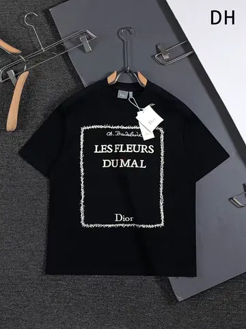 Black Dior 'Les Fleurs Du Mal' Graphic T-Shirt