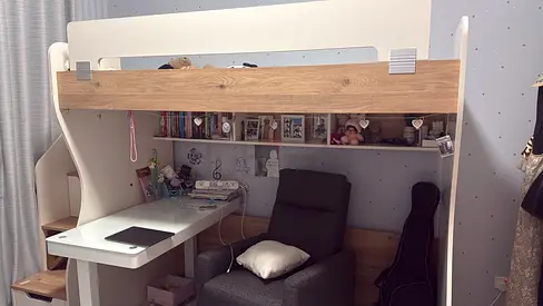 Loft Bed with Built-in Desk, Shelves and Reading Chair - Good Condition