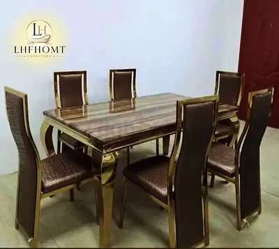 Brand New High Quality Top marble dinning Table With 6 Chairs Available