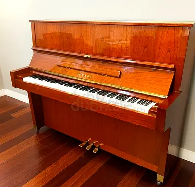 Yamaha W104 Upright Piano - Natural Teak Wood Finish (Made in Japan)