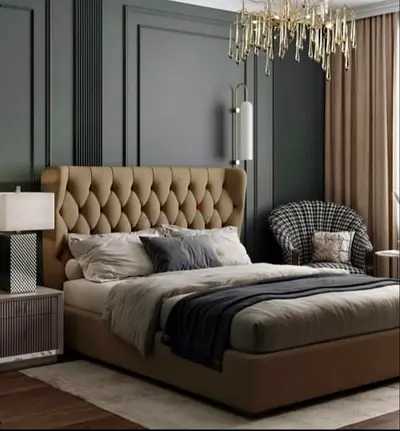 Elegant Luxury Velvet Bed King Size with Spring Mattress