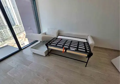 Modern White Sofa Bed with Built-in Storage vimle