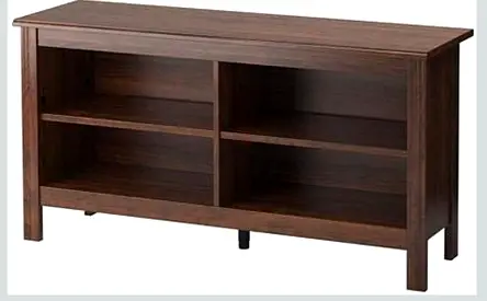 Wooden TV Stand / Media Console with Open Shelves - Dark Brown