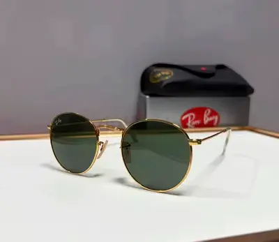 Ray-Ban Round Metal Sunglasses - Gold Frame, Green Lenses