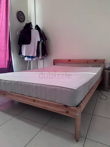 Solid Pine Single Bed Frame with Mattress (Good Condition)