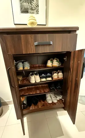 Wooden Shoe Cabinet / Storage Cabinet / Dark Brown – 120 × 90 cm