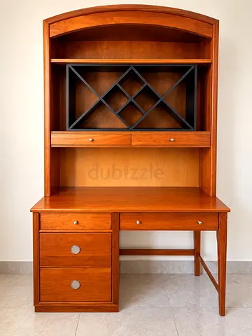 Solid Wood Study Desk with Hutch & Storage – AED 200