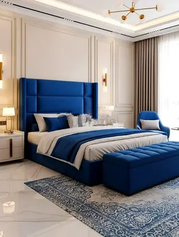 Brand New Luxury Fabric Bed King Size With Spring Mattress - Factory Price