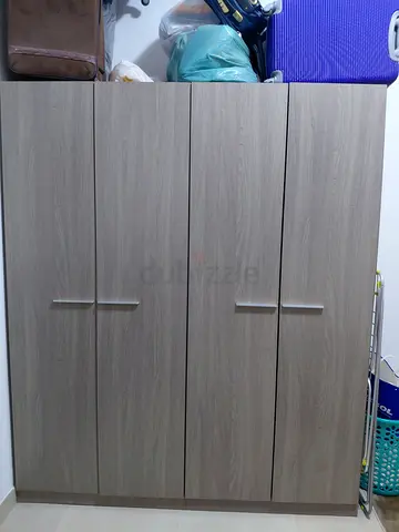 3-door Wooden Wardrobe / Cupboard in Light Oak Finish - Good Condition