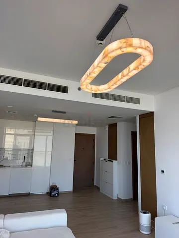 Modern oval marble-effect pendant ceiling light - like new