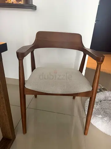 2 Solid Wood Armchair with Fabric Seat — Mid-century Style