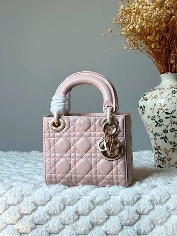Light Pink Quilted Mini Lady Dior Style Handbag
