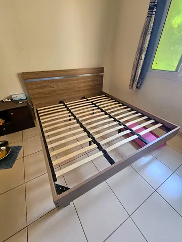 KING SIZE Wooden Double Bed Frame with Slats and Headboard - Good Condition