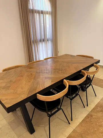 Marina home dining table and CB2 chairs