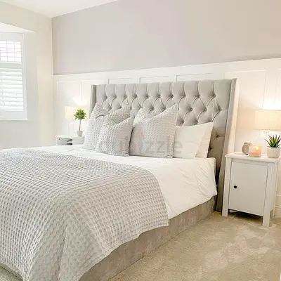 Elegant Luxury Velvet Bed King Size with Spring Mattress